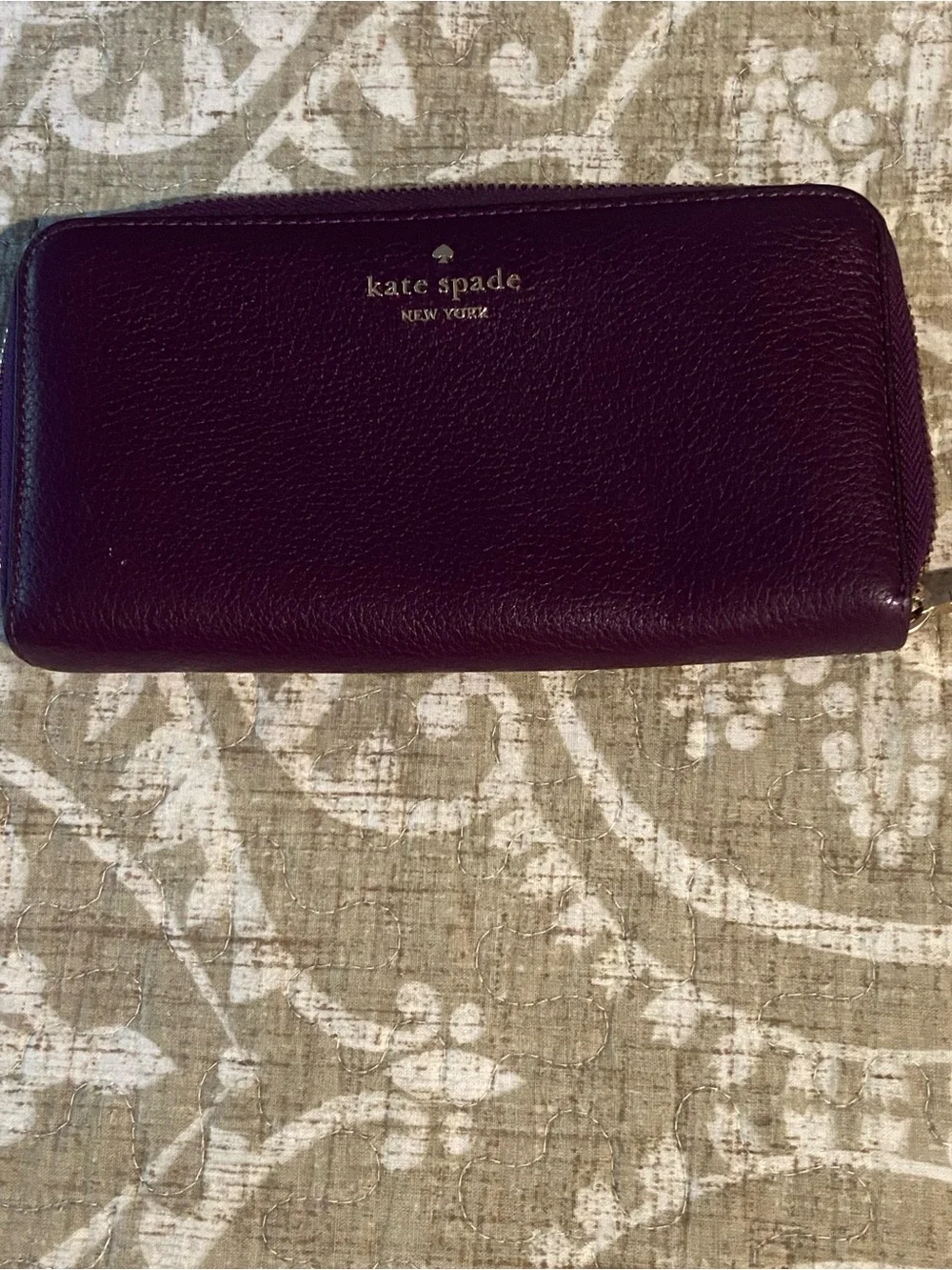 kate spade Plum Leather Zip Around Wallet - Deep Berry